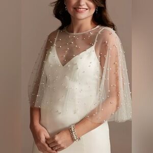 Shoulder Cape Shaw wrap ivory and pearls